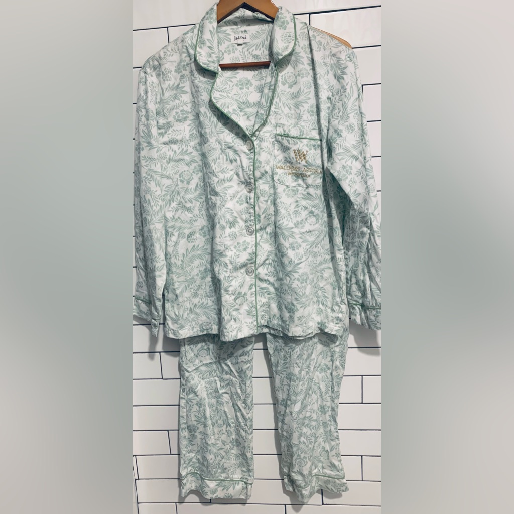Bedhead Pajamas Green White Hawaiian Print Waldorf Astoria Beverly Hills M